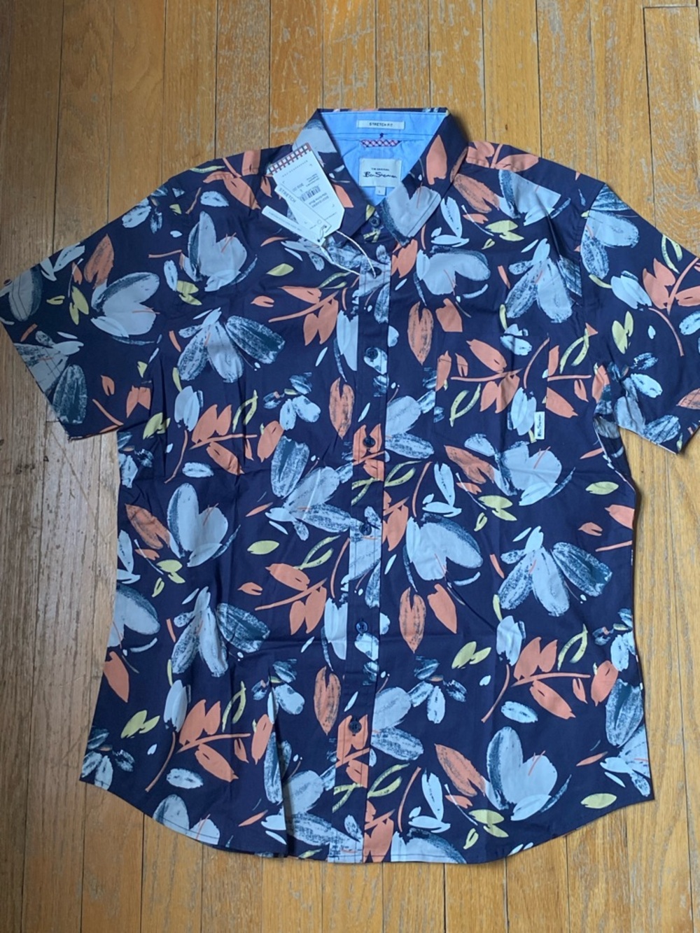 Ben Sherman Navy Short-Sleeve Floral Button-Down Shirt